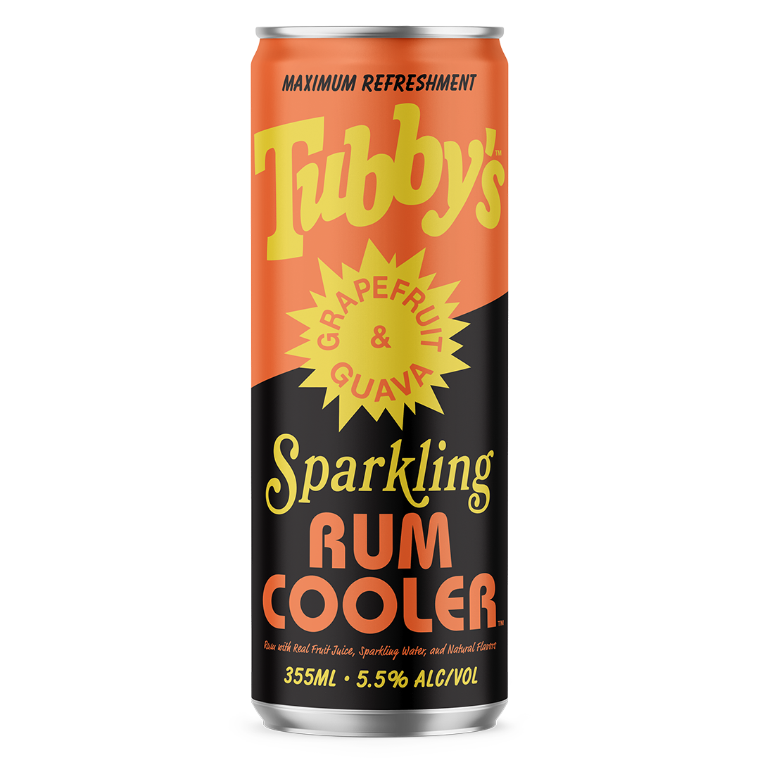 Can of Tubby's Sparkling Rum Cooler with Grapefruit and Guava flavor.
