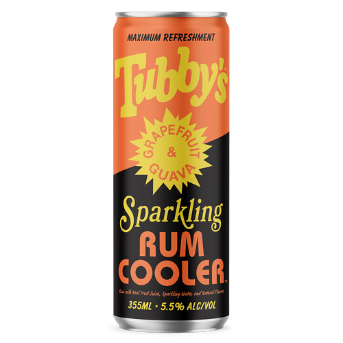 Can of Tubby's Sparkling Rum Cooler with Grapefruit and Guava flavor.