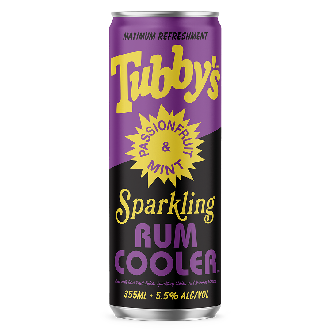 Can of Tubby's Sparkling Rum Cooler with Passionfruit & Mint flavor.
