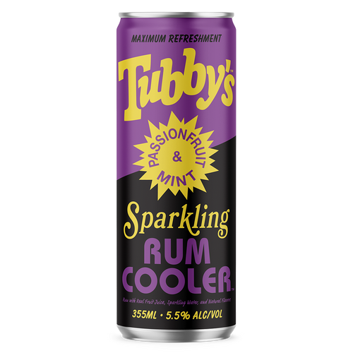 Can of Tubby's Sparkling Rum Cooler with Passionfruit & Mint flavor.